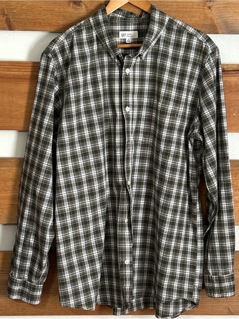 Gap Long Sleeve Plaid Button Down Standard Fit Pocket Cottagecore Men's Size XL